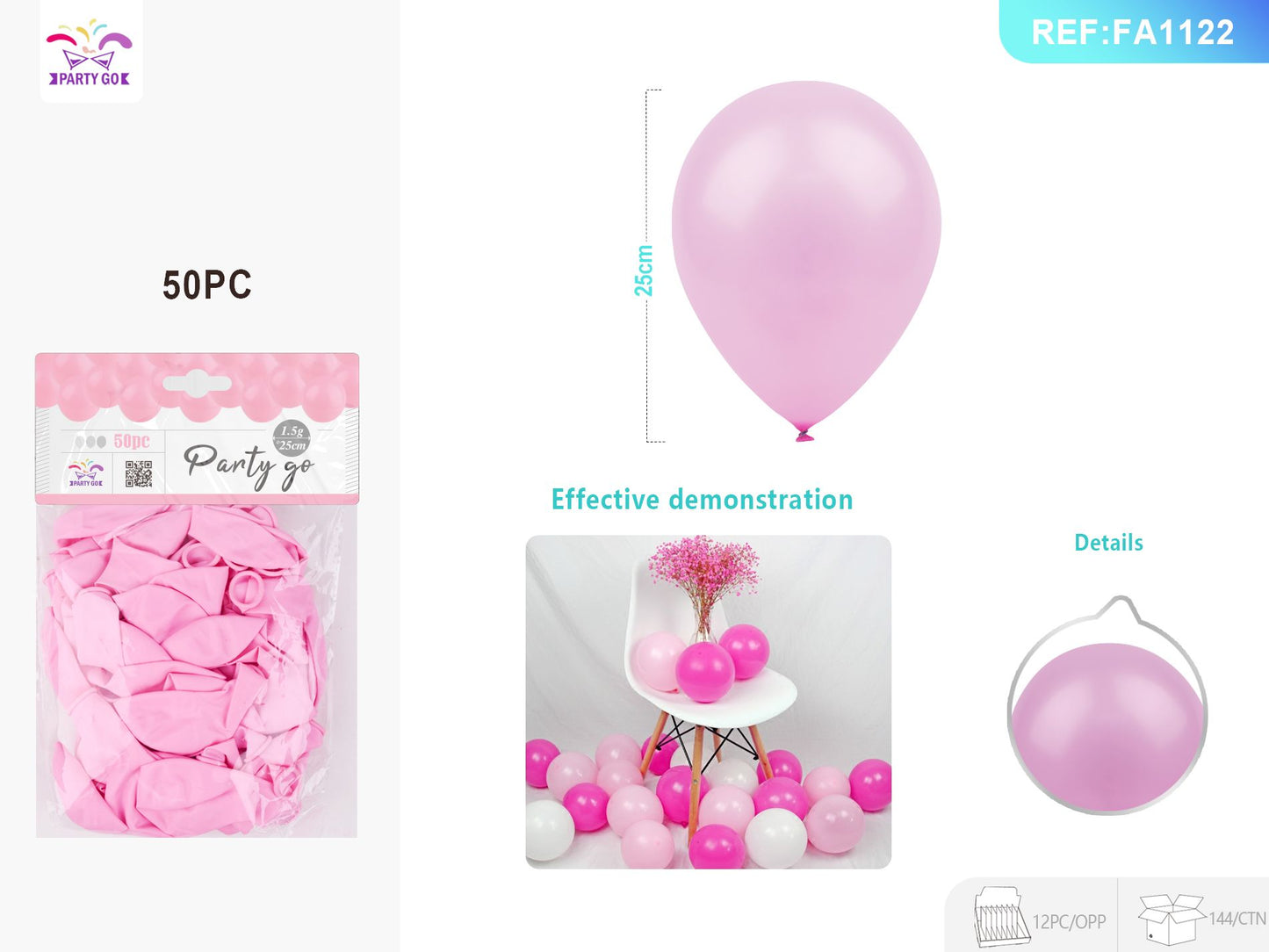 Pastelkleurige Eenkleurige Balonnen Pink (Pack of 600)25cm