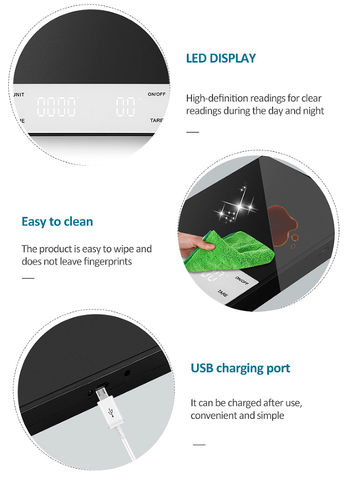 coffee timing scale. Weighing range of 3000g intelligent electronic scale kitchen baking scale quantity