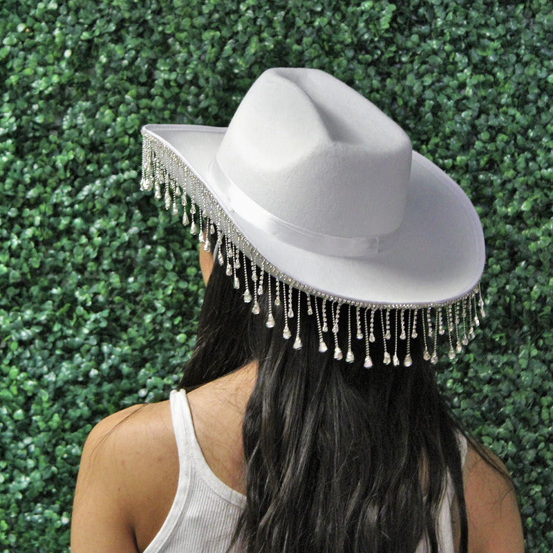 Western Style Rhinestone Cowgirl Hat Felt Cowboy Hat Cosplay Party Accessory