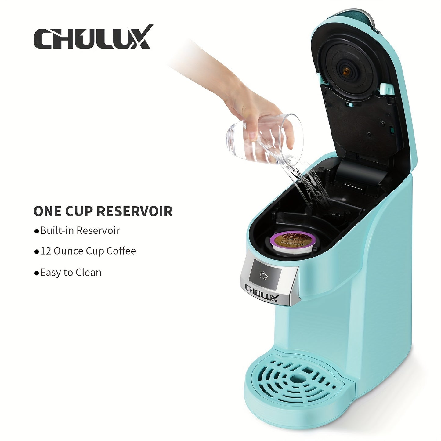 CHULUX Upgrade Single Serve Coffee Maker for K CUP, Mini Coffee Maker Single Cup 5-12oz Coffee Brewer, 3 in 1 Coffee Machine for K Cups Pod Capsule Ground Coffee Tea, One Touch Fast Brewing in Minutes