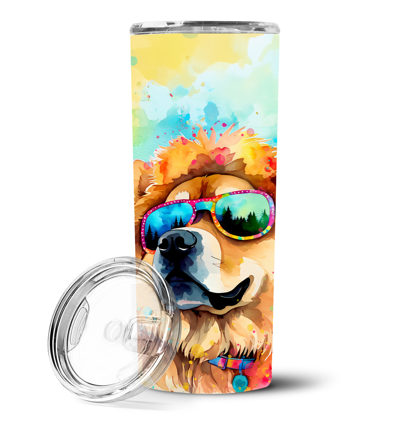 Chow Chow Hippie Dawg Stainless Steel Skinny Tumbler Vacuum Double Walled Reusable Insulated Tumbler Travel Cup for Coffee Cocktails Gift with Lid, 20 oz