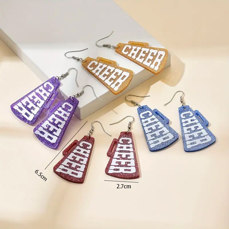 Sparkling Cheerleader Megaphone  Earrings - Show Your Spirit!