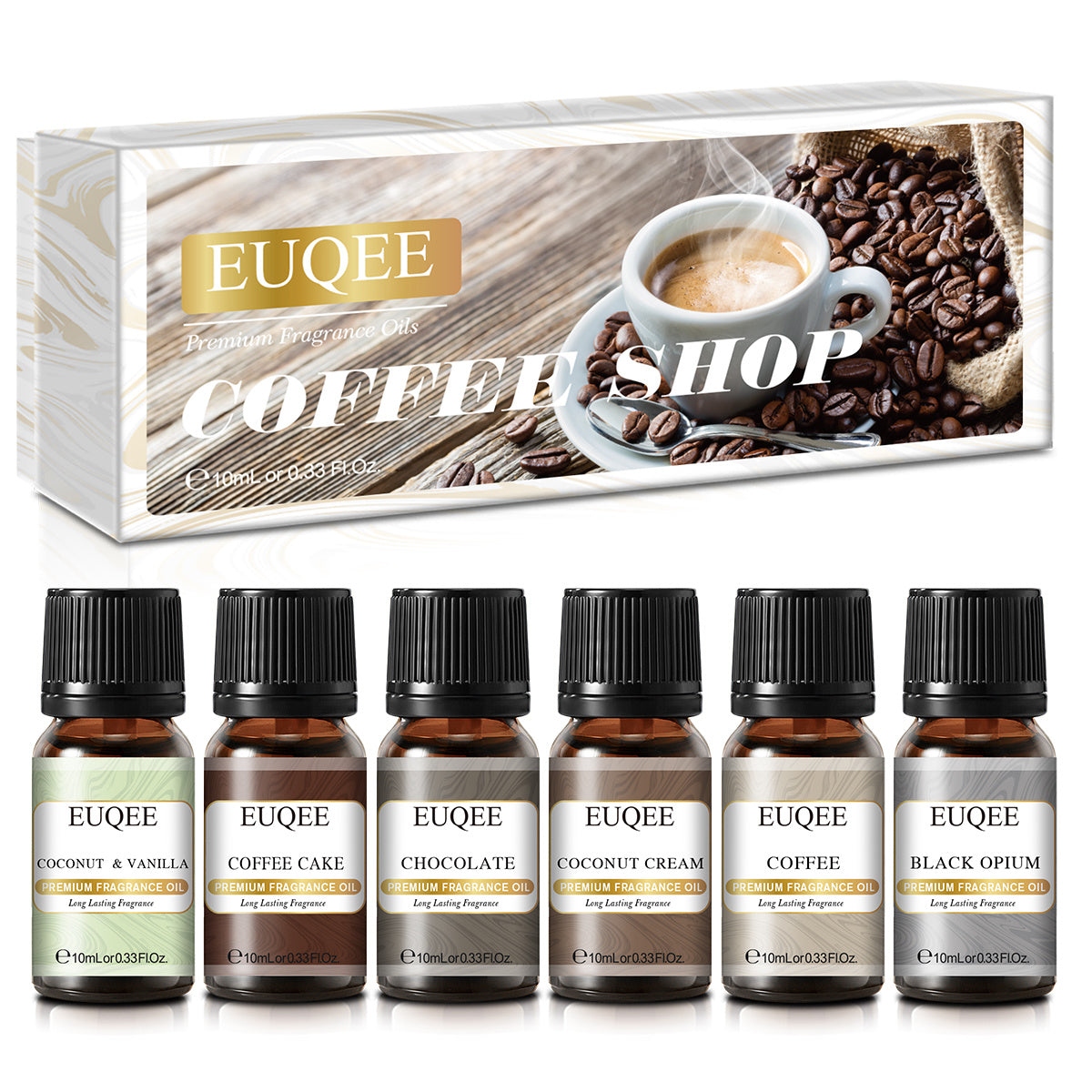 EUQEE 6PCS Fragrance Oil Gift Set For Diffuser Coffee Shop Bakery Harvest Spice Pumpkin Pie Sweet Fruit Aroma Essential Oils