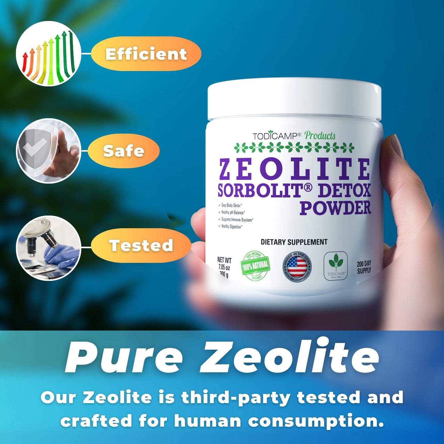 Sorbolit Zeolite Detox Powder 7.05oz Clinoptilolite Zeolite Powder Sorbolit 1 - 2 µm Zeolite Clinoptilolite Powder Supplement for Liver Detox 200 Days Supply