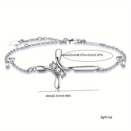 "Women's Cross Anklet/Bracelet, 925 Sterling  Silver Charm Adjustable Anklet/Bracelet, Large Cross Bracelet"