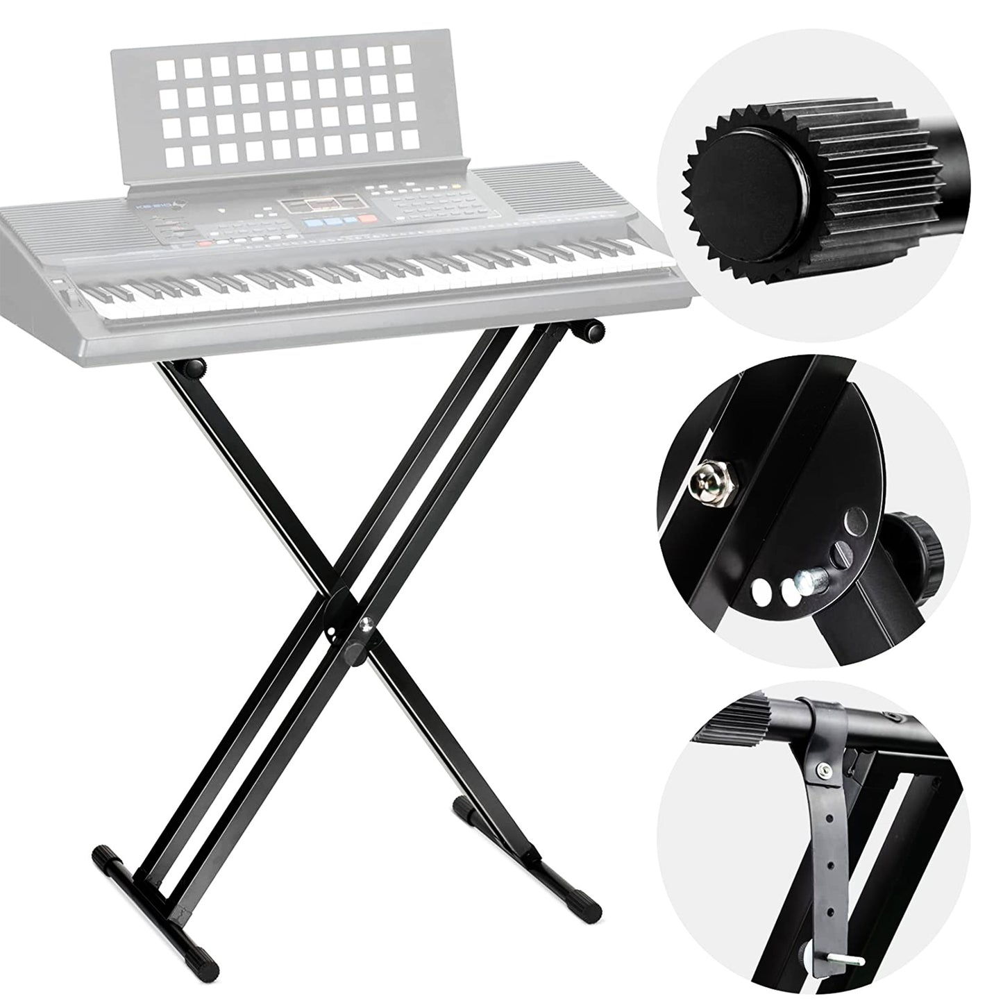 5 Core Keyboard Stand Digital Piano Riser Adjustable X Style Heavy Duty Electric Key Board Casio Synth Holder Foldable Portable Fits 54 61 88 Keys - KS 2X