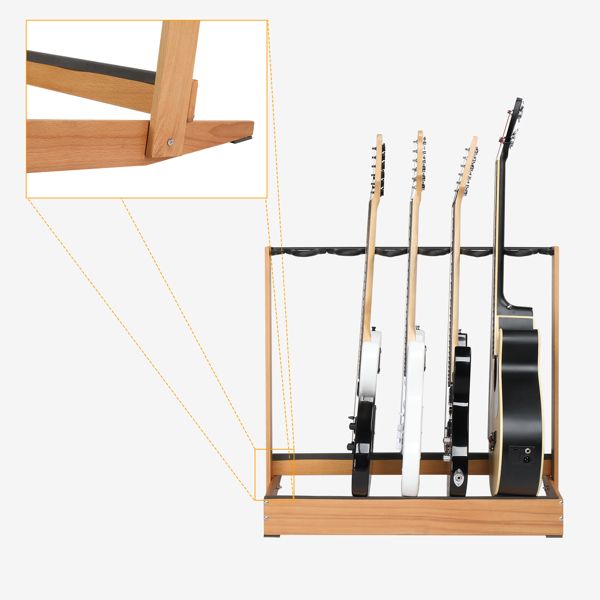 Folding Hardwood With Corrugated Metal Guitar Stand for Electric Guitar, Bass, or Acoustic Guitars,Save Space for Home, Studio