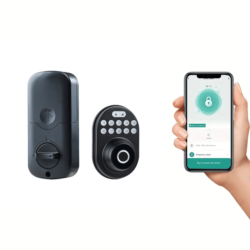 Tuya Smart Fingerprint Door Lock with Lock, Biometric Door Lock with App Control and Key, Keyless Thumbprint Door Lock for Bedrooms, Front Doors, Houses, Apartments, Offices and Garages