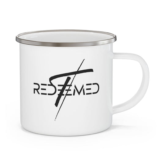 Enamel Camping Mug, Redeemed Cross Black Illustration