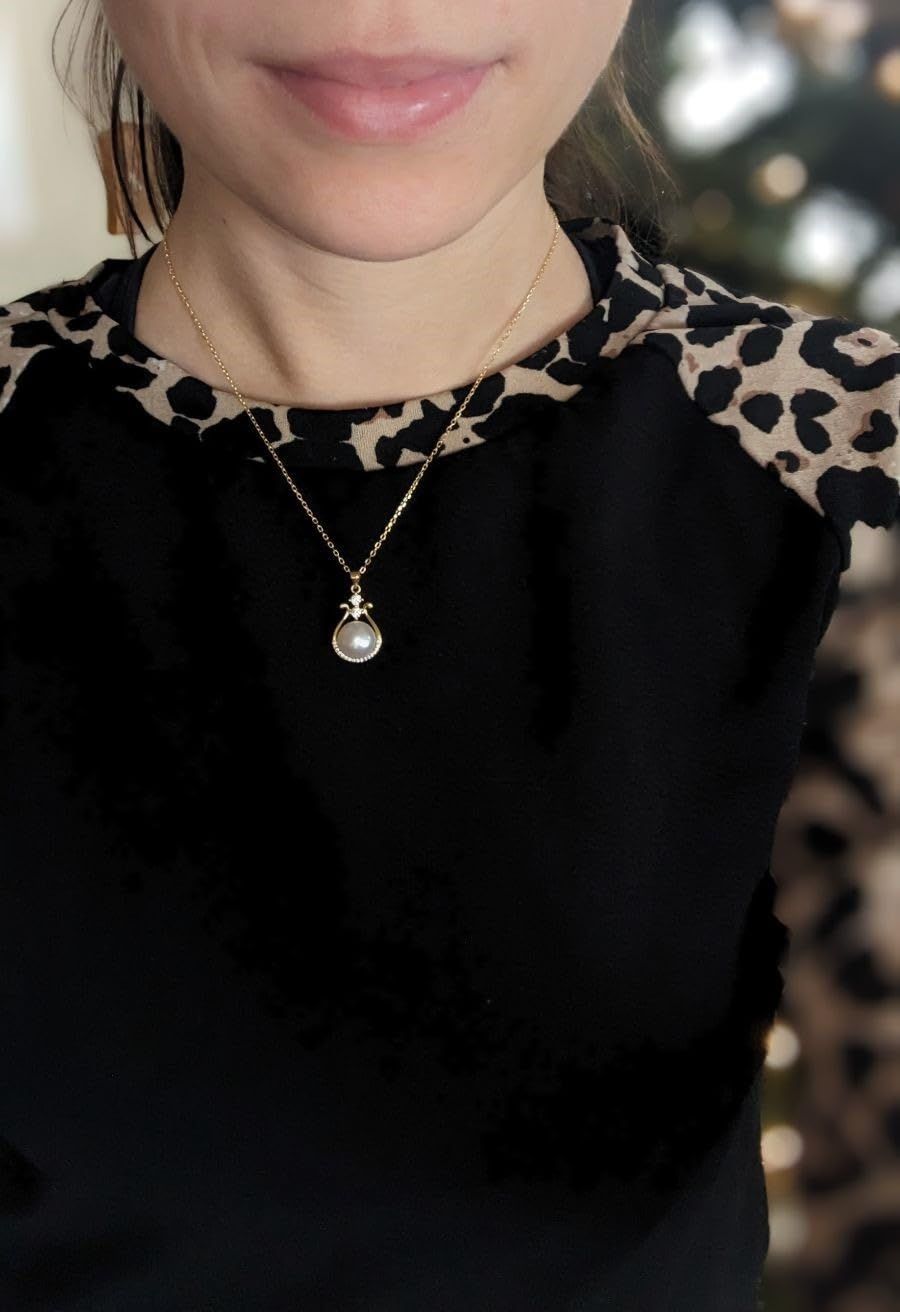 "Pearl Necklace for Women, 18K Gold Plated Real Pearl Pendant,  Genuine Premium AAA Top Grade Freshwater Pearl,  925 Sterling Silver Jewelry, Anniversary Birthday Wedding Gifts for Women (11mm)"