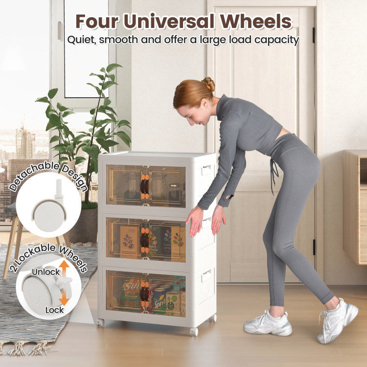 Stackable Storage Bins with Lockable Wheels