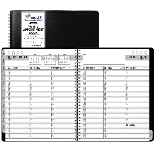 2024 2025 Appointment Book & Planner 8.5 x 11 inches Large Tabbed Daily Hourly Weekly Academic Planner Calendar & Schedule Book 15 Minute time Slots Business & Personal July 2024 to June 2025 (Black)