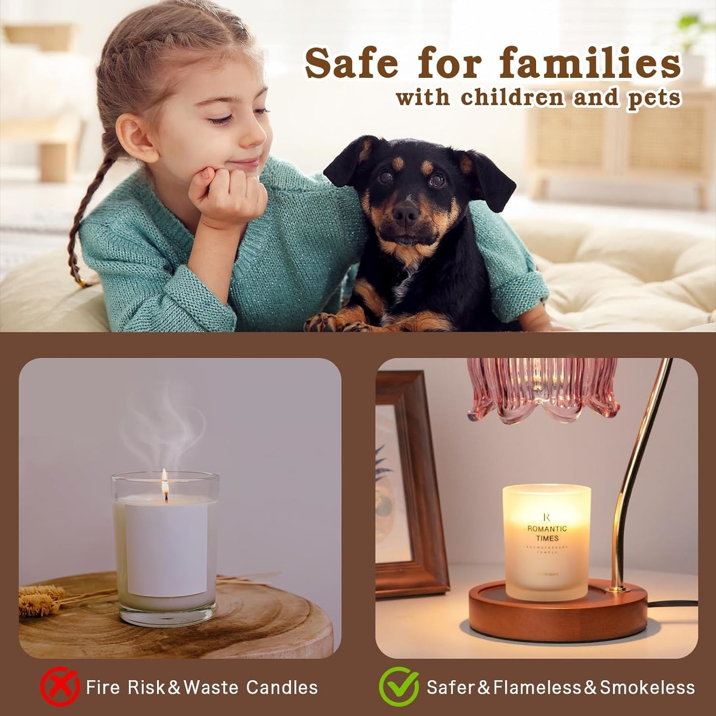 Dimmable Candle Warmer Lamp with Timer Flower