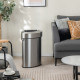 60L Stainless Corner Steel Trash Bin with Lid and Anti-slip Bottom