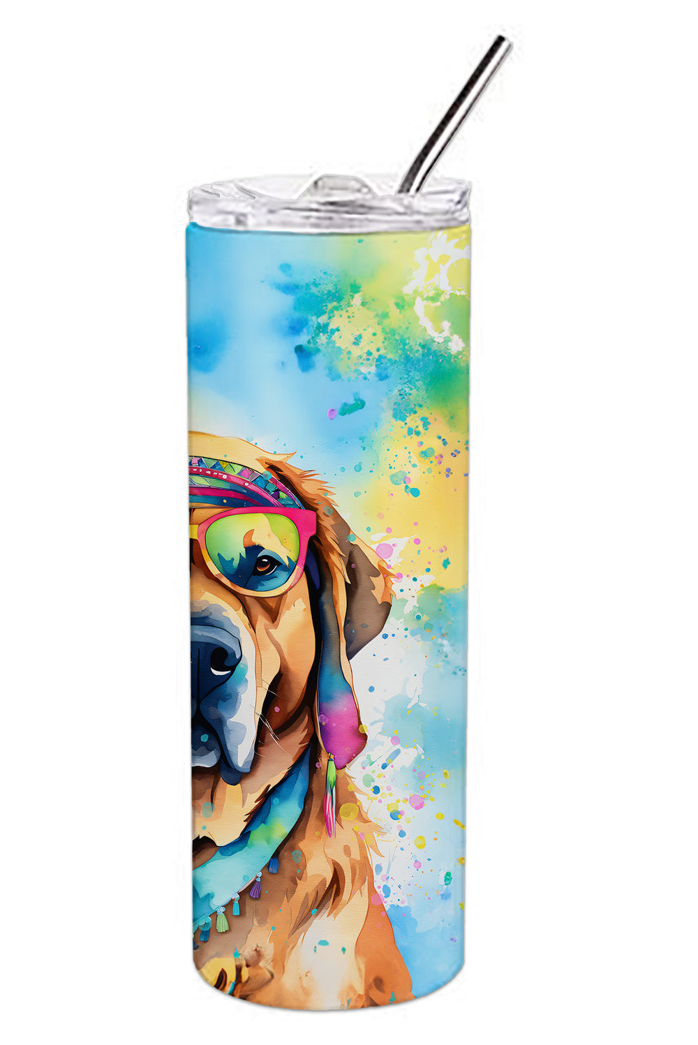 Mastiff Hippie Dawg Stainless Steel Skinny Tumbler Vacuum Double Walled Reusable Insulated Tumbler Travel Cup for Coffee Cocktails Gift with Lid, 20 oz