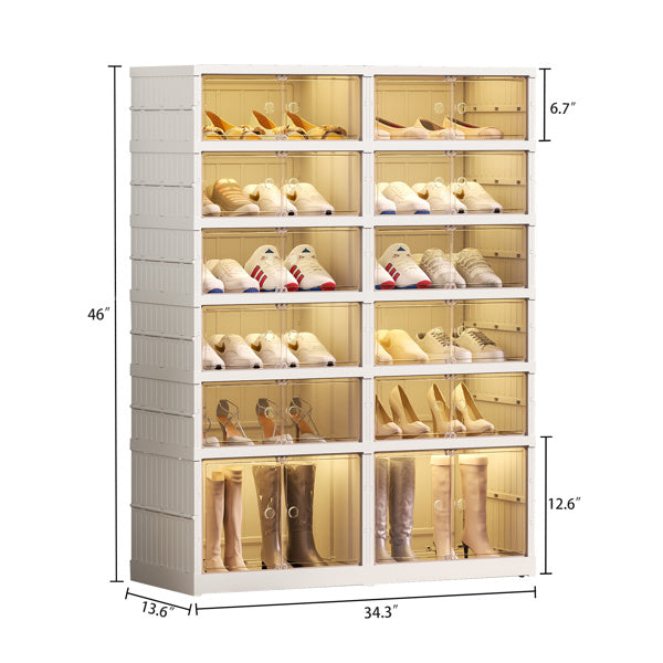 Shoe Storage Cabinet 6 Tiers for 24 Pairs, Portable Shoe Rack Organizer for Entryway Foldable Shoe Boexe, Large Storage Bins for Closet,Living Room