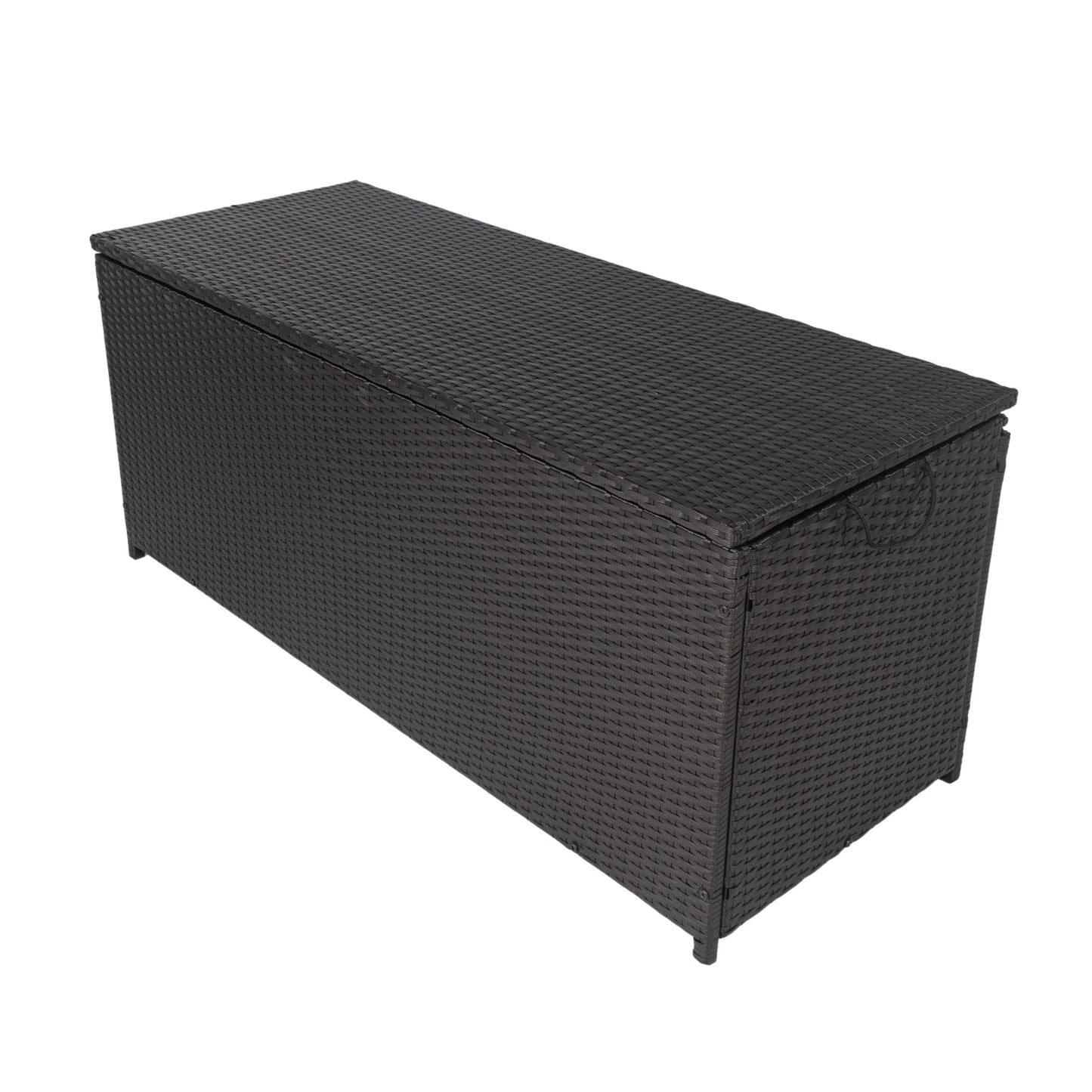 Outdoor Storage Box, 113 Gallon Wicker Patio Deck Boxes with Lid, Outdoor Cushion Storage Container Bin Chest for Kids Toys, Pillows, Towel Black