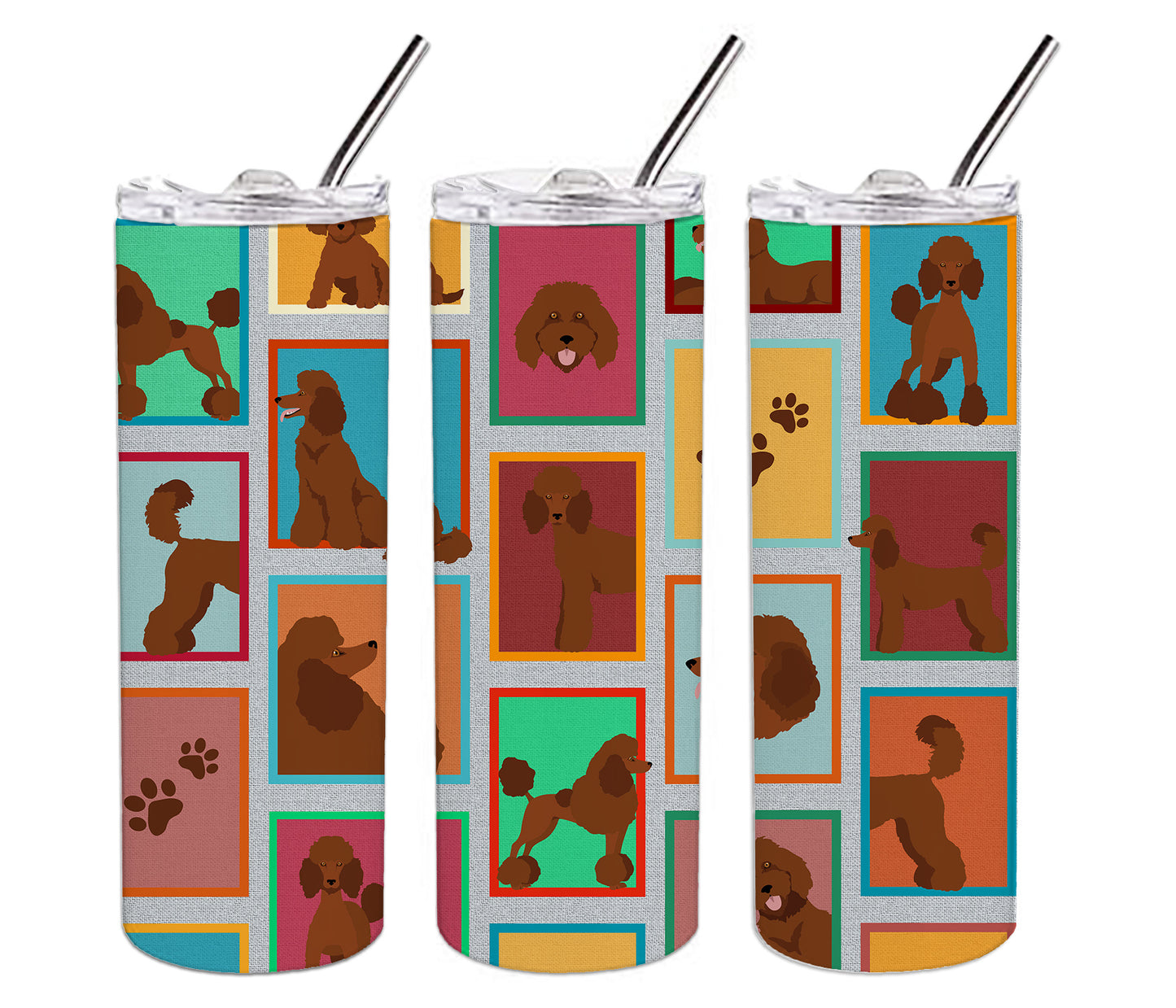 Lots of Chocolate Standard Poodle Stainless Steel Skinny Tumbler Vacuum Double Walled Reusable Insulated Tumbler Travel Cup for Coffee Cocktails Gift with Lid, 20 oz