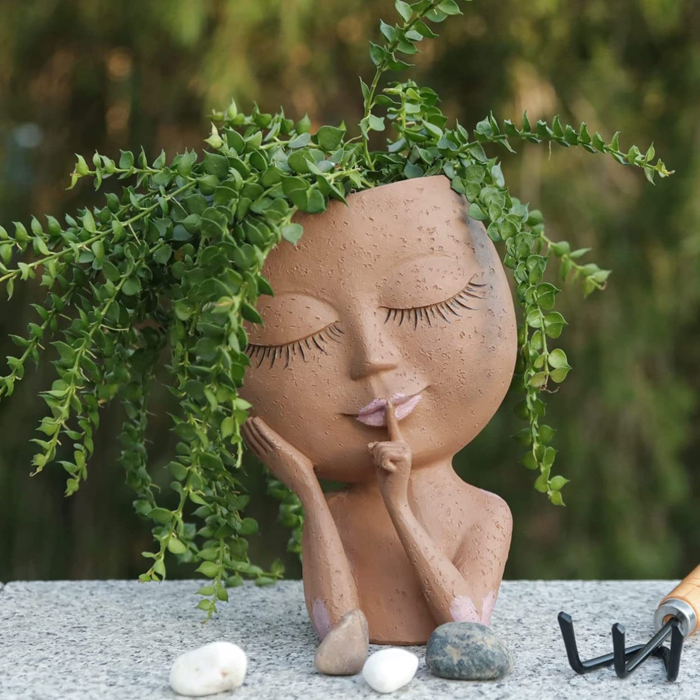 Face Planters Pots Unique Face Flower Pot for Indoor Outdoor Plants, Resin Head Planter with Drainage Hole