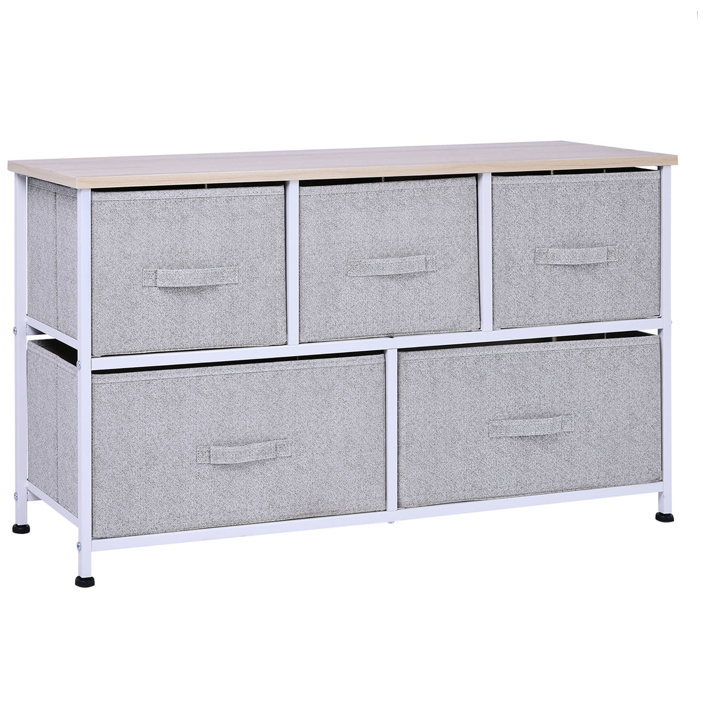 40" L 5 Drawer Horizontal Storage Cube Dresser Unit Bedroom Organizer Livingroom Shelf Tower with Fabric Bins