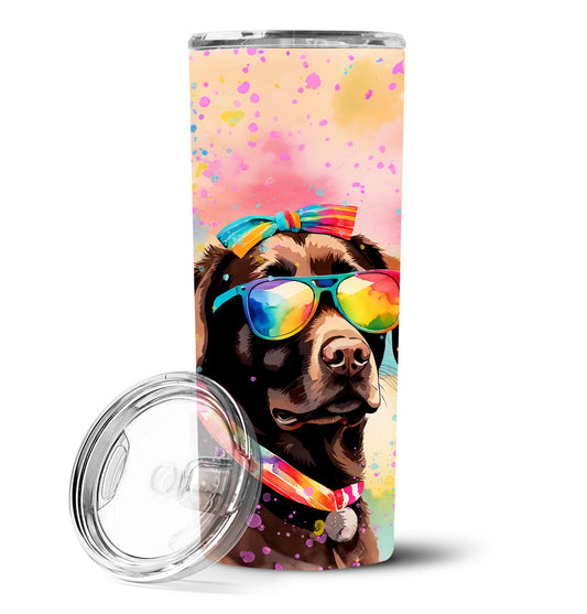 Chocolate Labrador Hippie Dawg Stainless Steel Skinny Tumbler Vacuum Double Walled Reusable Insulated Tumbler Travel Cup for Coffee Cocktails Gift with Lid, 20 oz