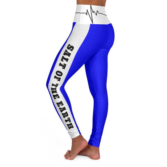 High Waisted Yoga Leggings, Royal Blue Salt Of The Earth Matthew 5:13 Beating Heart Sports Pants