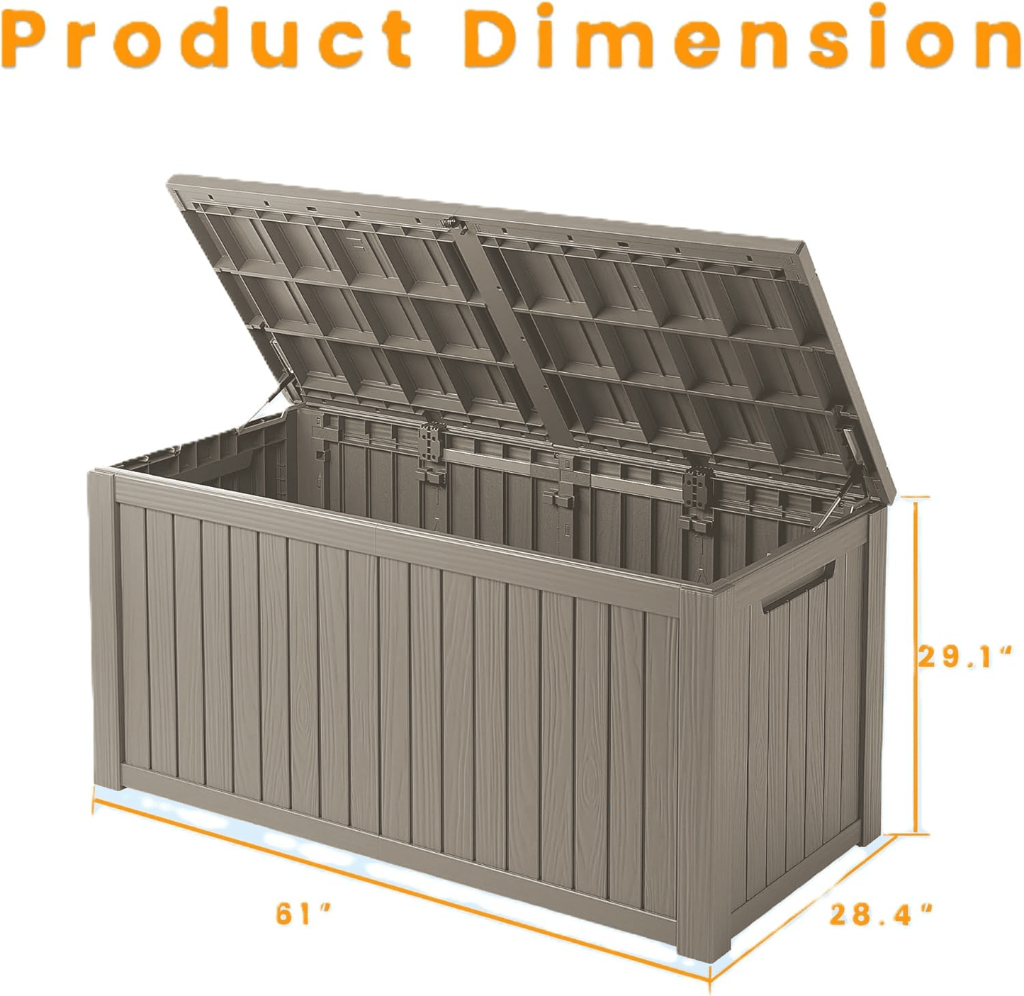 182 Gallon Deck Box Waterproof, UV Resistant Resin Outdoor Storage Box with Hydraulic Rod, Lockable Design and Enhanced Durability for Patio, Garden, and Poolside Use