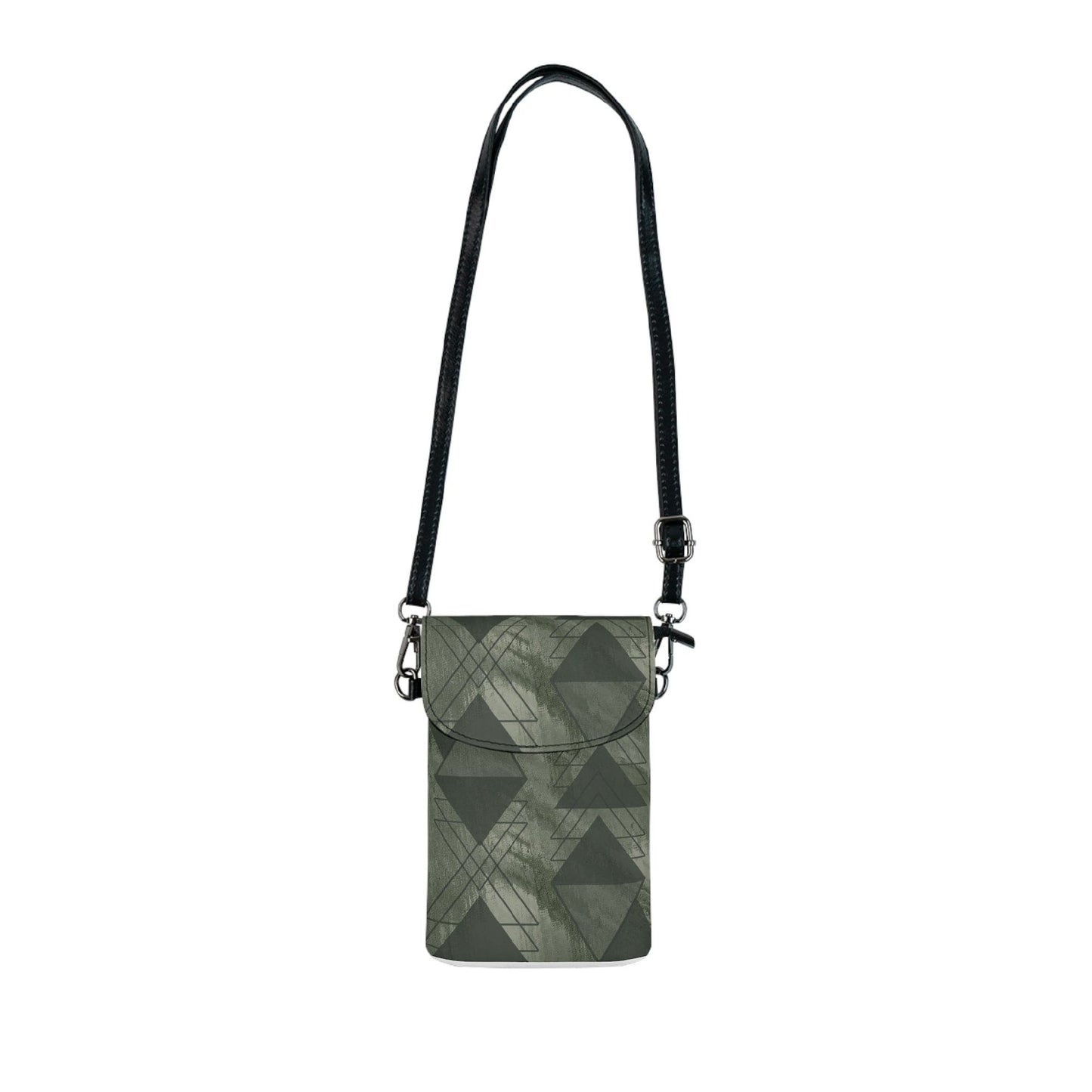 Crossbody Cell Phone Wallet Purse, Olive Green Triangular Colorblock