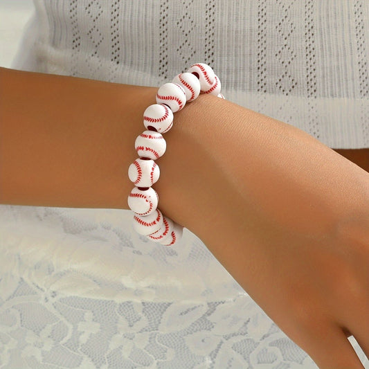 "Baseball Charm Bracelets Softball Bracelet Baseball  Beaded Bracelets Adjustable Sports Theme Bracelets Gifts for Boys Teen"