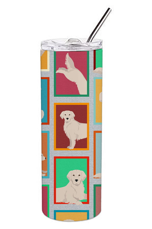 Lots of Cream Golden Retriever Stainless Steel Skinny Tumbler Vacuum Double Walled Reusable Insulated Tumbler Travel Cup for Coffee Cocktails Gift with Lid, 20 oz