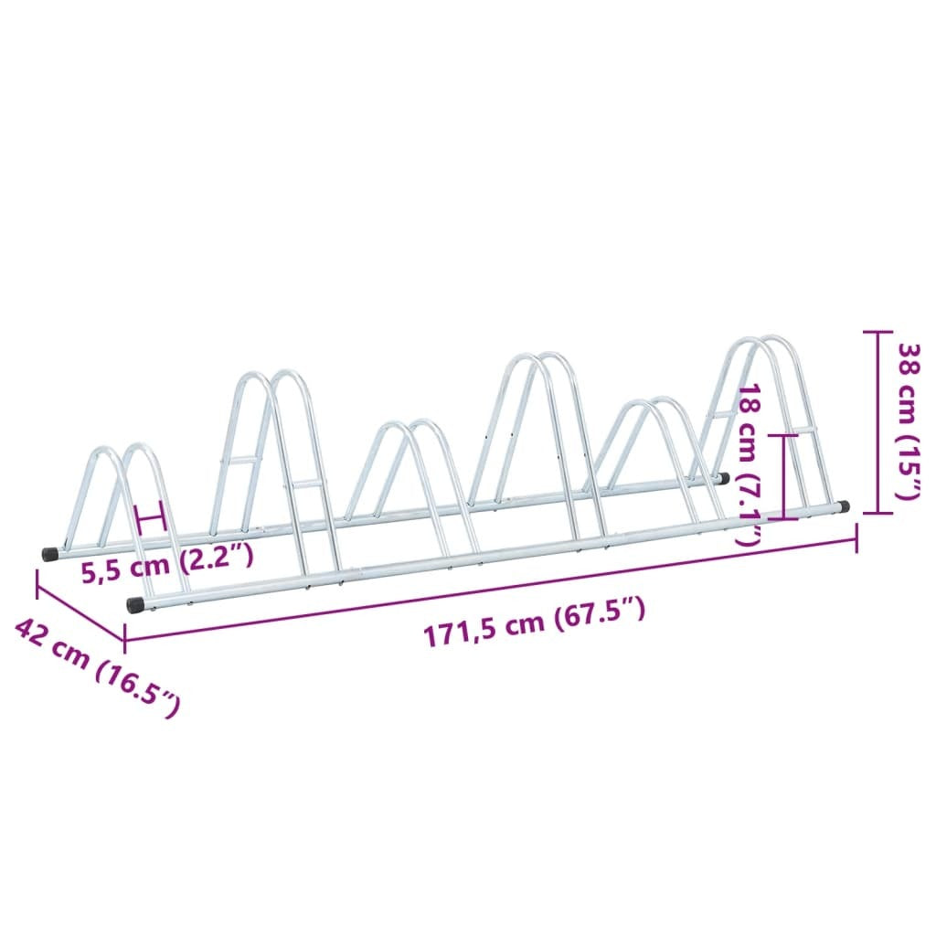 Bicycle Stand for 6 Bikes Floor Freestanding Galvanized Steel