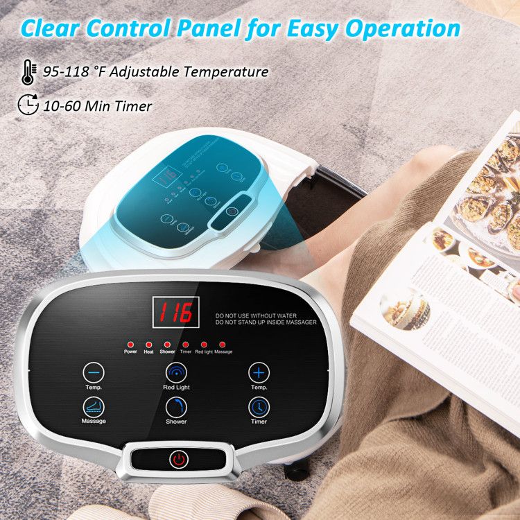 Portable All-In-One Heated Foot Spa Bath Motorized Massager