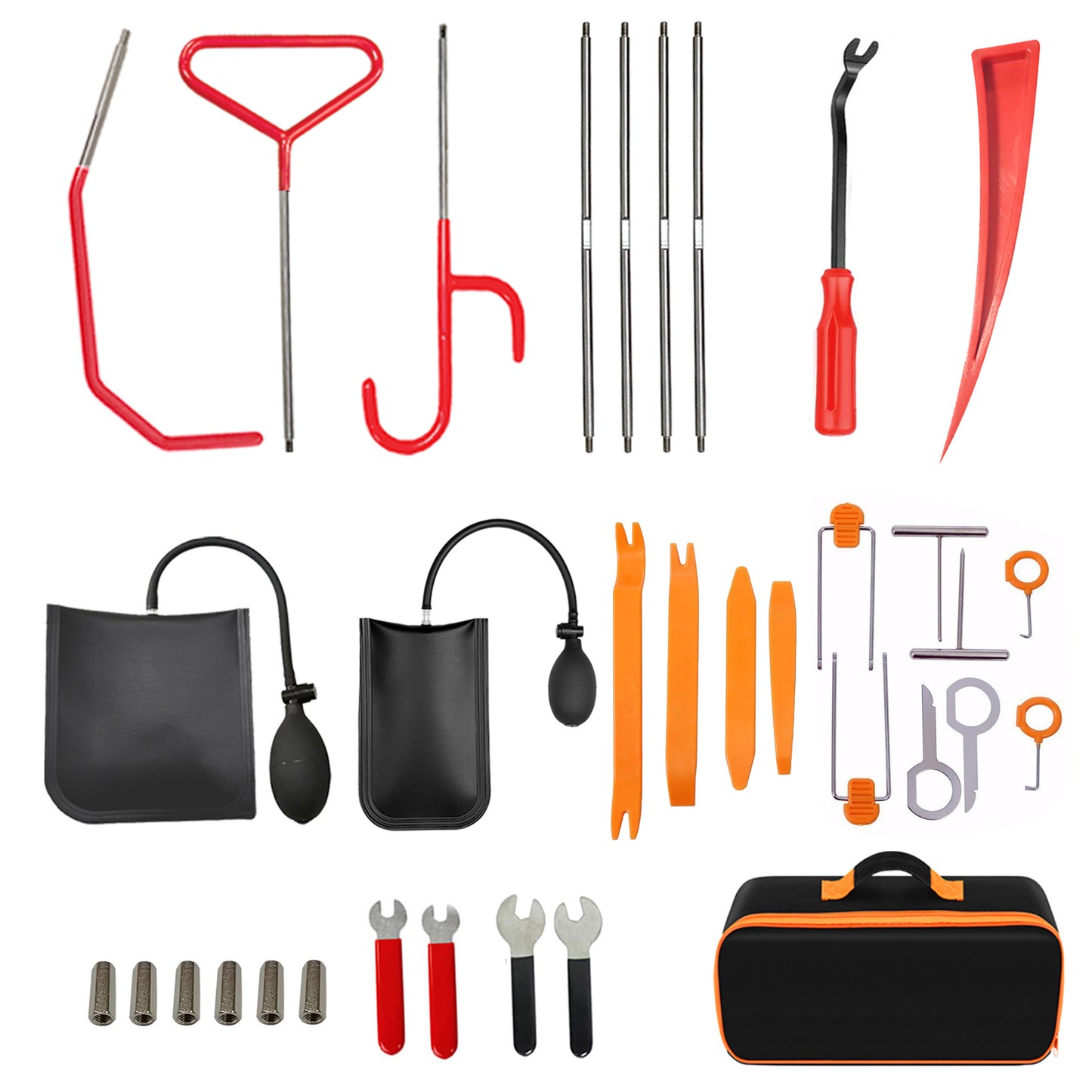 Automotive Tool Set 34-piece professional automotive kit with stainless steel long distance fasteners seamless wedge air wedge pump automotive trim removal tool