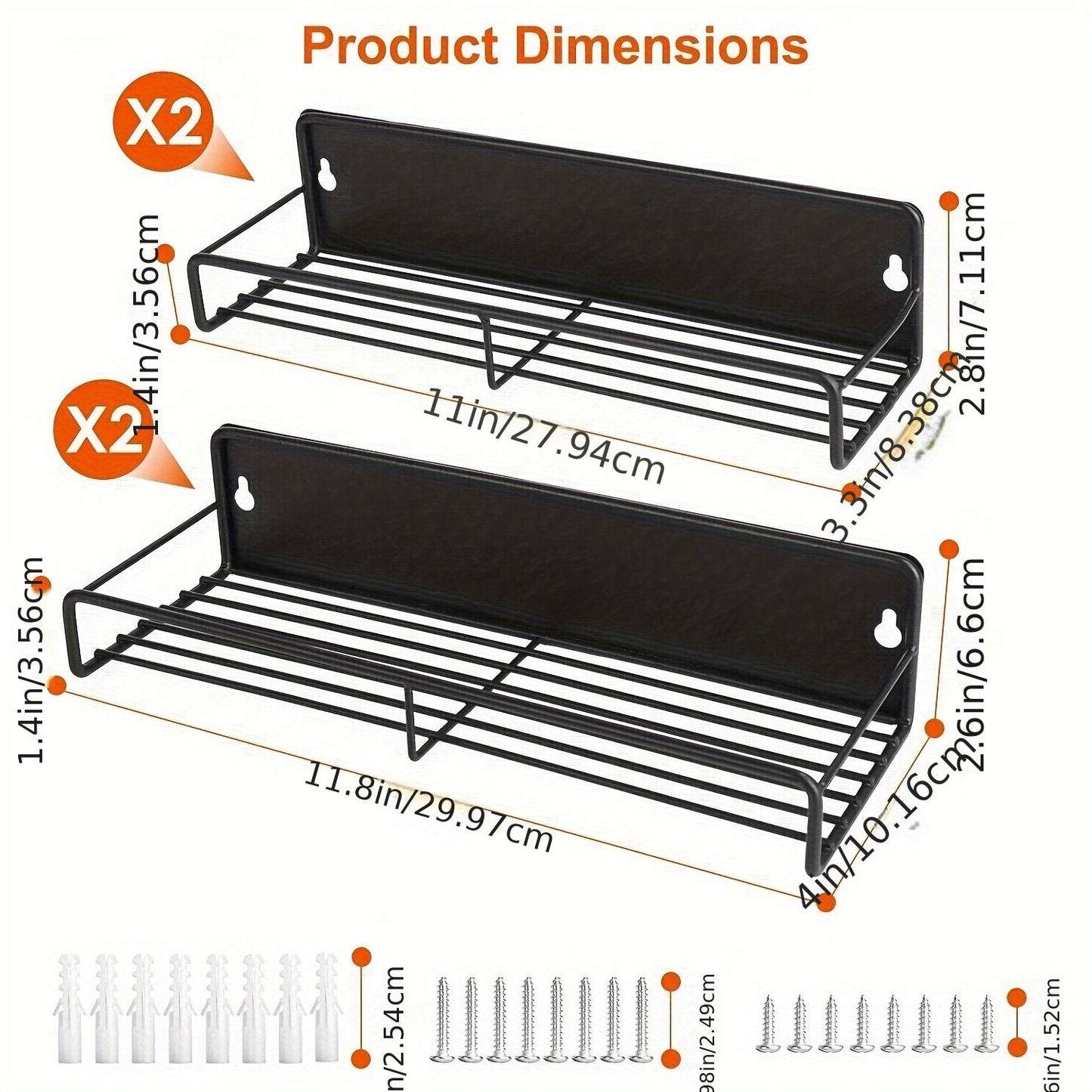 4Pack Strong Magnetic Spice Rack Organizer Fridge Storage Shelf for Jars Seasoning Tins Utensils Space Saver Holder for Refrigerator Microwave