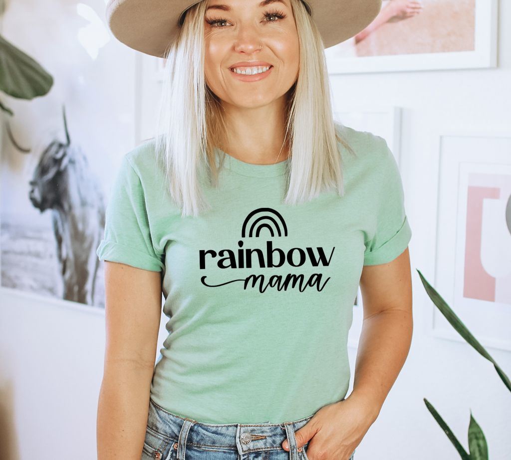 Rainbow Mama T-shirt, Cute Mom T-shirt, Mothers Day Gift Shirt, Gift For Mom, Baby Announcement T-shirt, Retro Mom Tee, Rainbow Baby Shirt