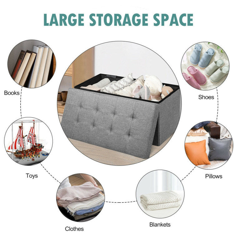 31.5 Inch Storage Ottoman Footrest with Removable Storage Bin