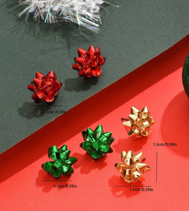 Christmas Bowknot Stud Earrings -  Festive Charm for Your Holiday Season