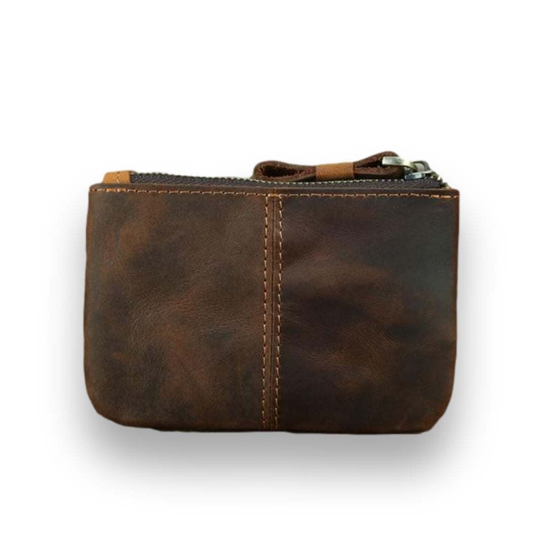 The Cael | Handmade Leather Coin Purse with Zipper