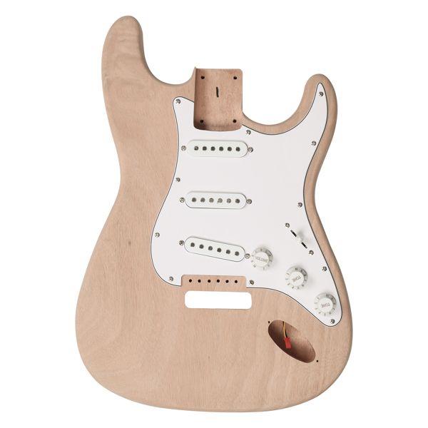 DIY 6 String ST Style Electric Guitar Kits with Mahogany Body, Maple Neck and Accessories