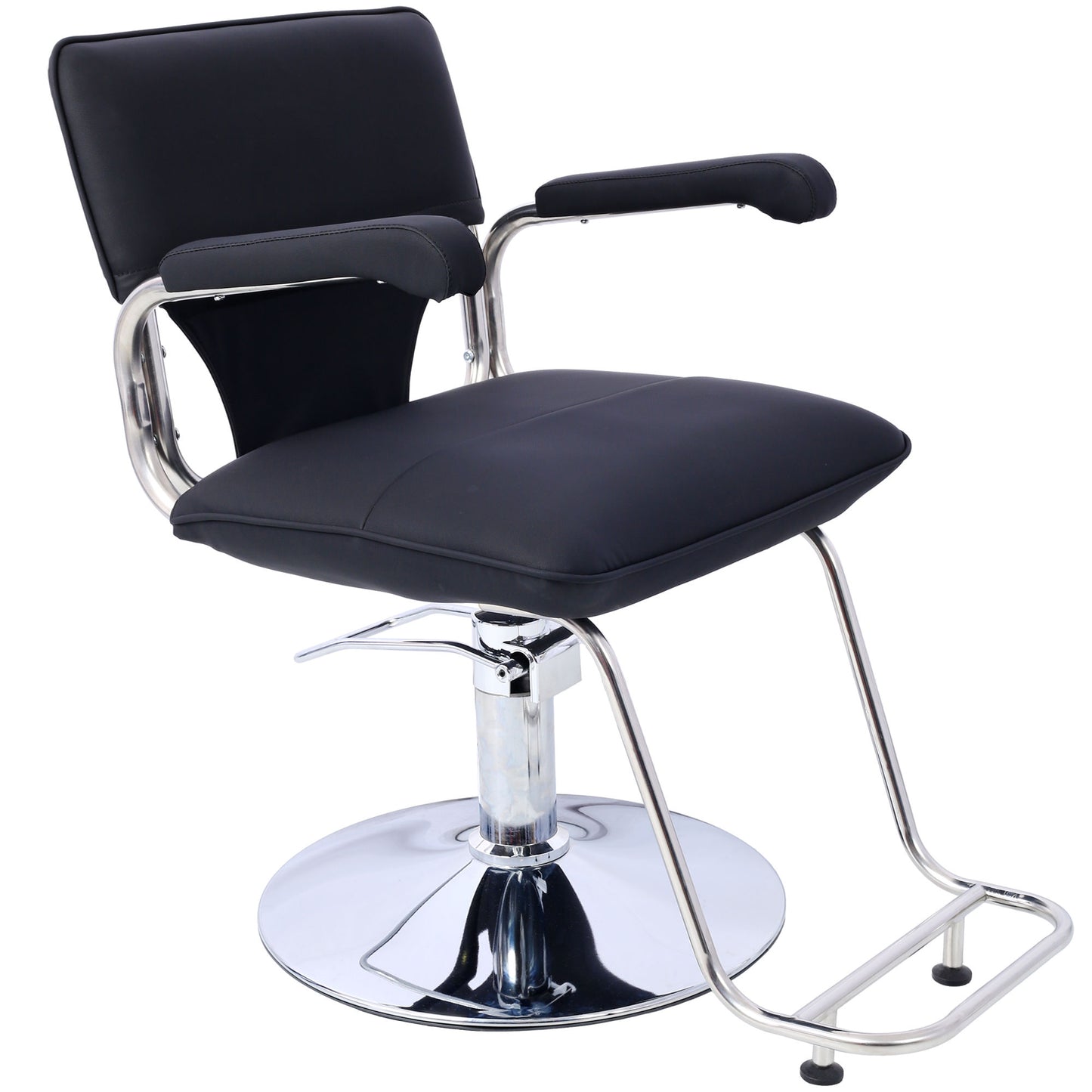 Stainless steel frame,Fashion style Hair Salon Chair Styling Heavy Duty Hydraulic Pump Barber Chair Beauty Shampoo Barbering Chair for Hair Stylist Women Man,with Barber Cape (Black)