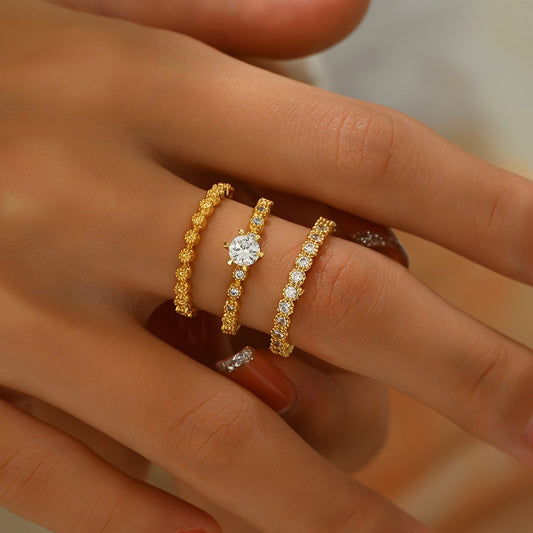 14K Golden Sparkle Ring Set