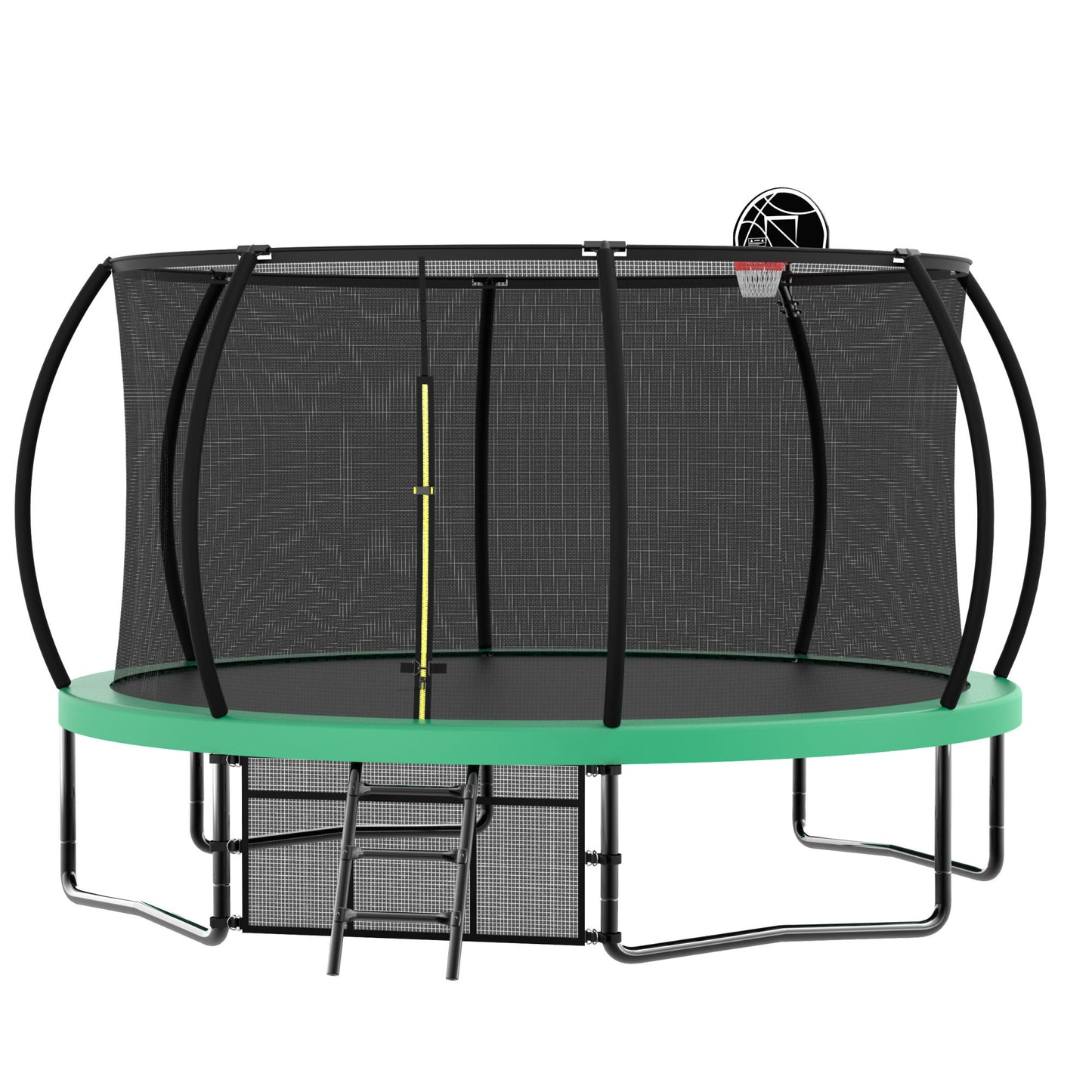 12FT Recreational Kids Trampoline with Safety Enclosure Net & Ladder, Outdoor Recreational Trampolines