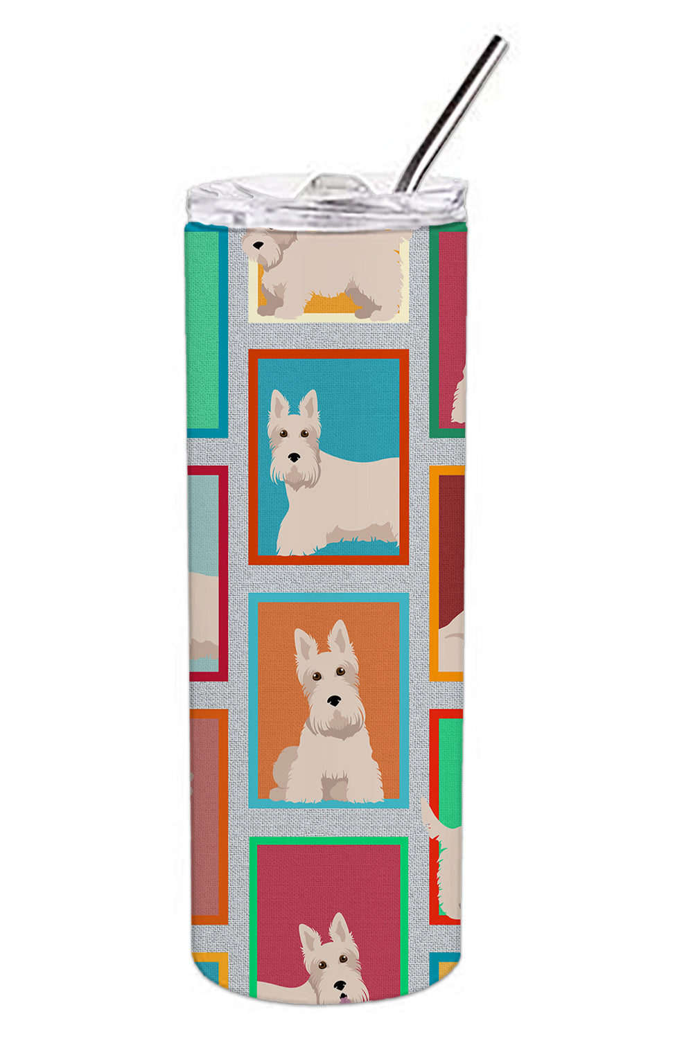 Lots of Wheaten Scottish Terrier Stainless Steel Skinny Tumbler Vacuum Double Walled Reusable Insulated Tumbler Travel Cup for Coffee Cocktails Gift with Lid, 20 oz