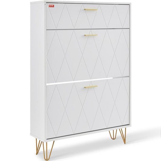 VEVOR Shoe Cabinet with 3 Flip Drawers, Shoe Storage Cabinet for Entryway, Free Standing Shoe Storage Organizer for Heels, Boots, Slippers in Hallway, Living Room