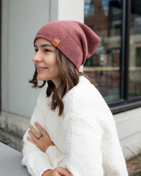 HAAKWEAR Theta-Stitch Cuffed Beanie - Designed and Made in USA (Patent Pending Design) - Rusty Burgundy