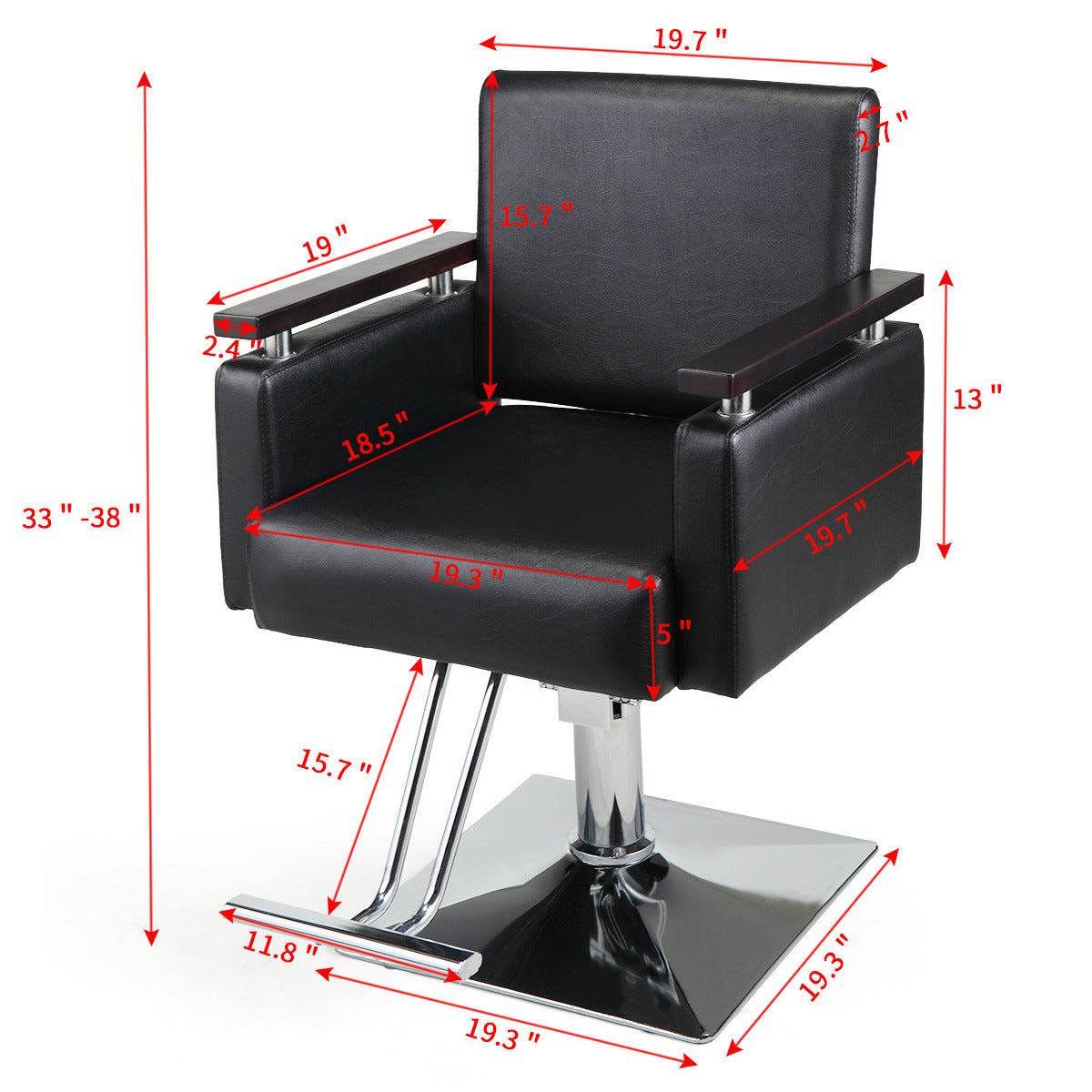 Hydraulic Barber Chair, Heavy-Duty Styling Chair with 360 Degree Rotation for Barber Shop, Beauty Salon, Spa, Tattoo Shop, Black XH