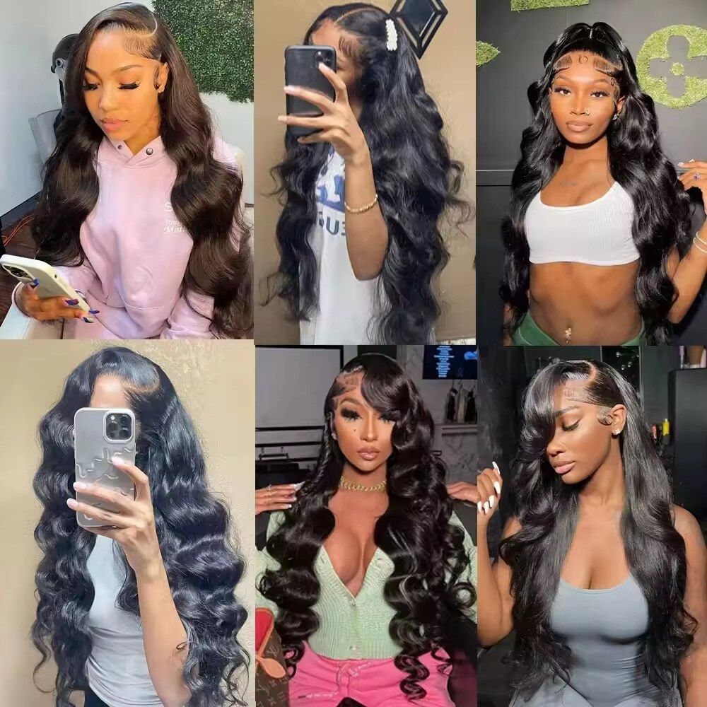 6x4 Lace Front Wigs Human Hair 200 Density Body Wave HD Lace Front Wigs Human Hair Pre Plucked Natural Color Glueless Wig 100% Virgin Human Hair Lace Front Wigs for Women