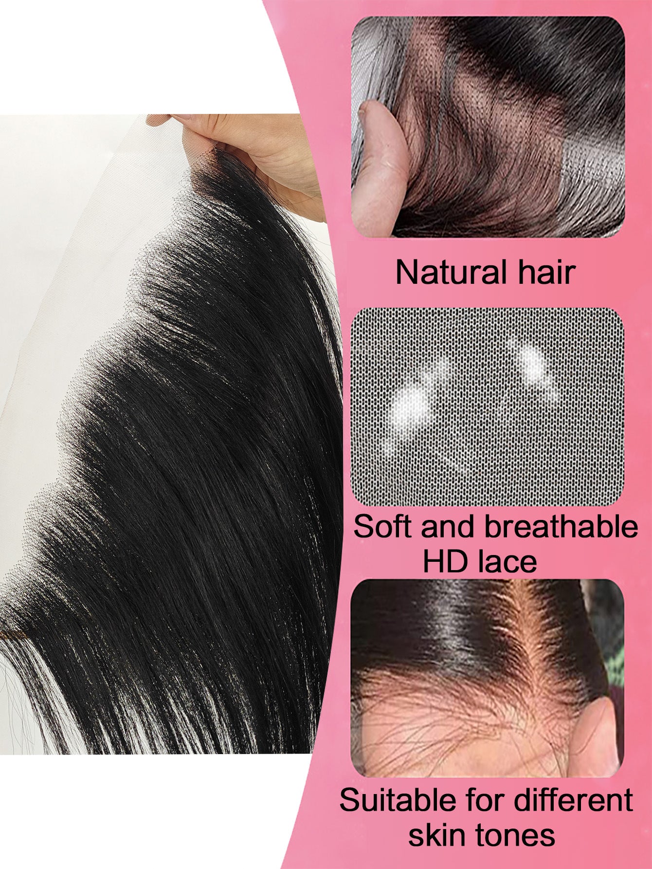 12' HD Lace Frontal Closure Straight Human Hair Ear to Ear with Baby Hair - Free Part Brazilian Straight Hair Extensions