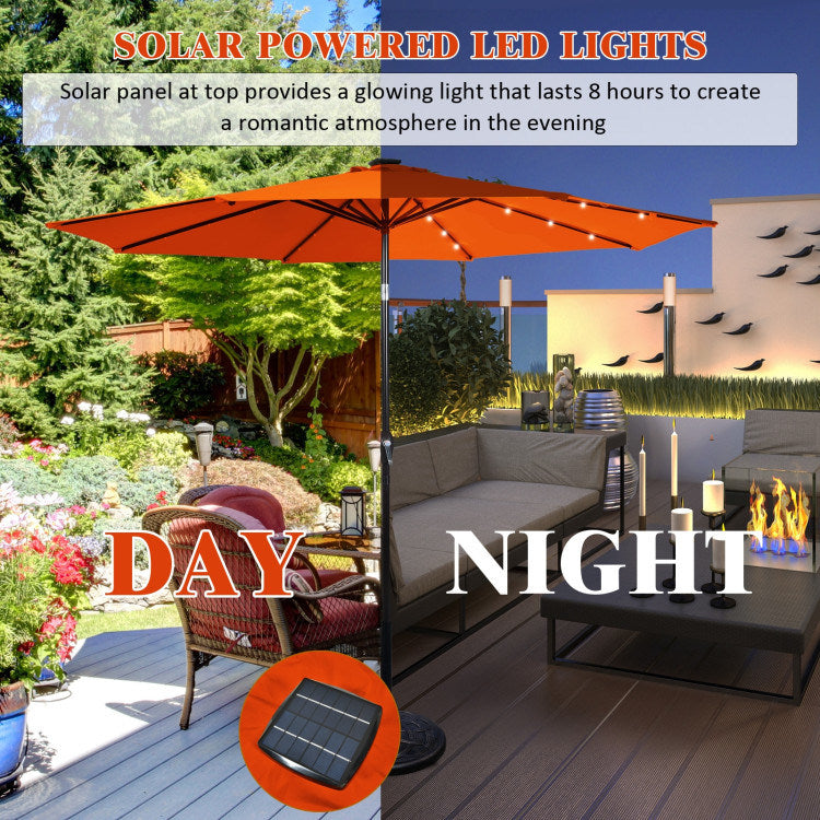 10 Feet Outdoor Patio Umbrella with Bright Solar LED Lights