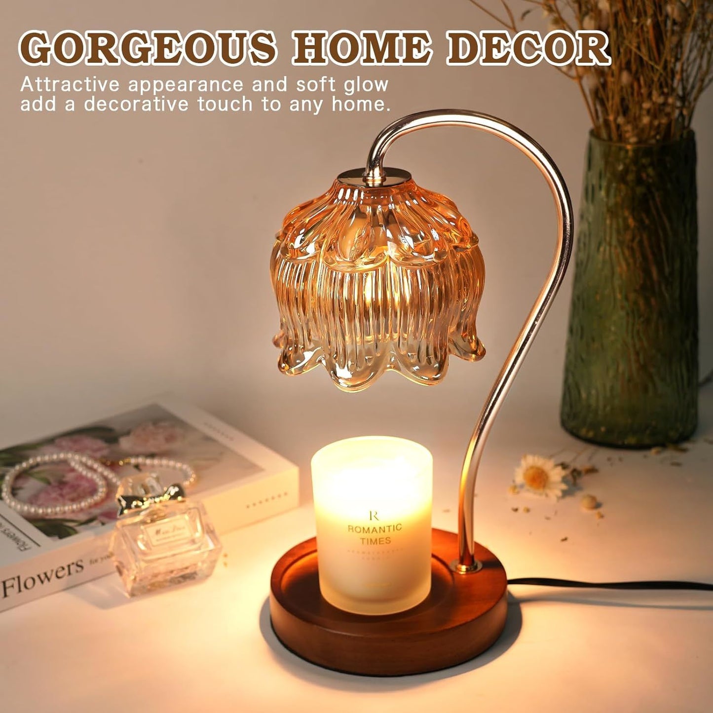 Dimmable Candle Warmer Lamp with Timer Flower